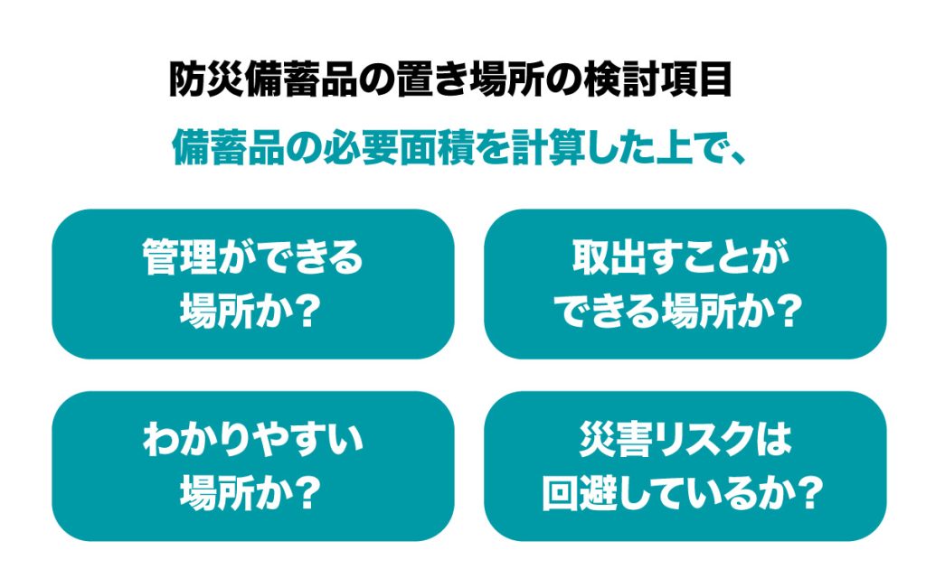 防災備蓄品のの置き場所の検討項目